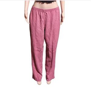 Orvis women textured high waist elastic waist pull-on pink  pant L